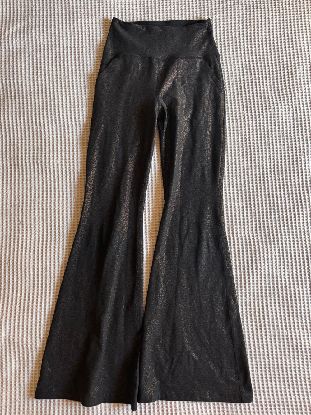 Beyond Yoga Black Shimmery Wide Leg Leggings